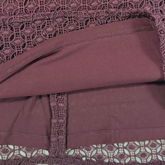Lauren Ralph Lauren Burgundy Sheer Lace Illusion Sheath Dress 10 NWT $170 - Picture 6 of 11